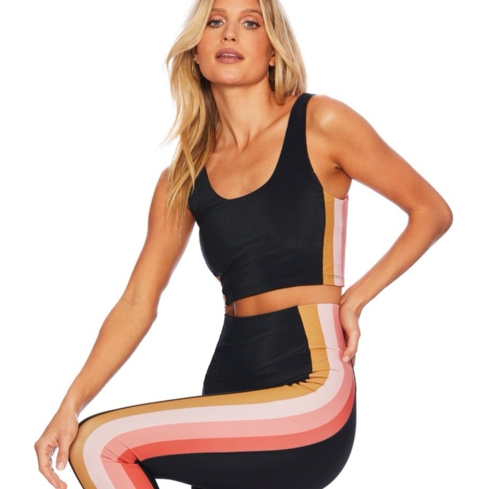 Beach Riot Tessa Top + Megan Legging in Coral Stripe
